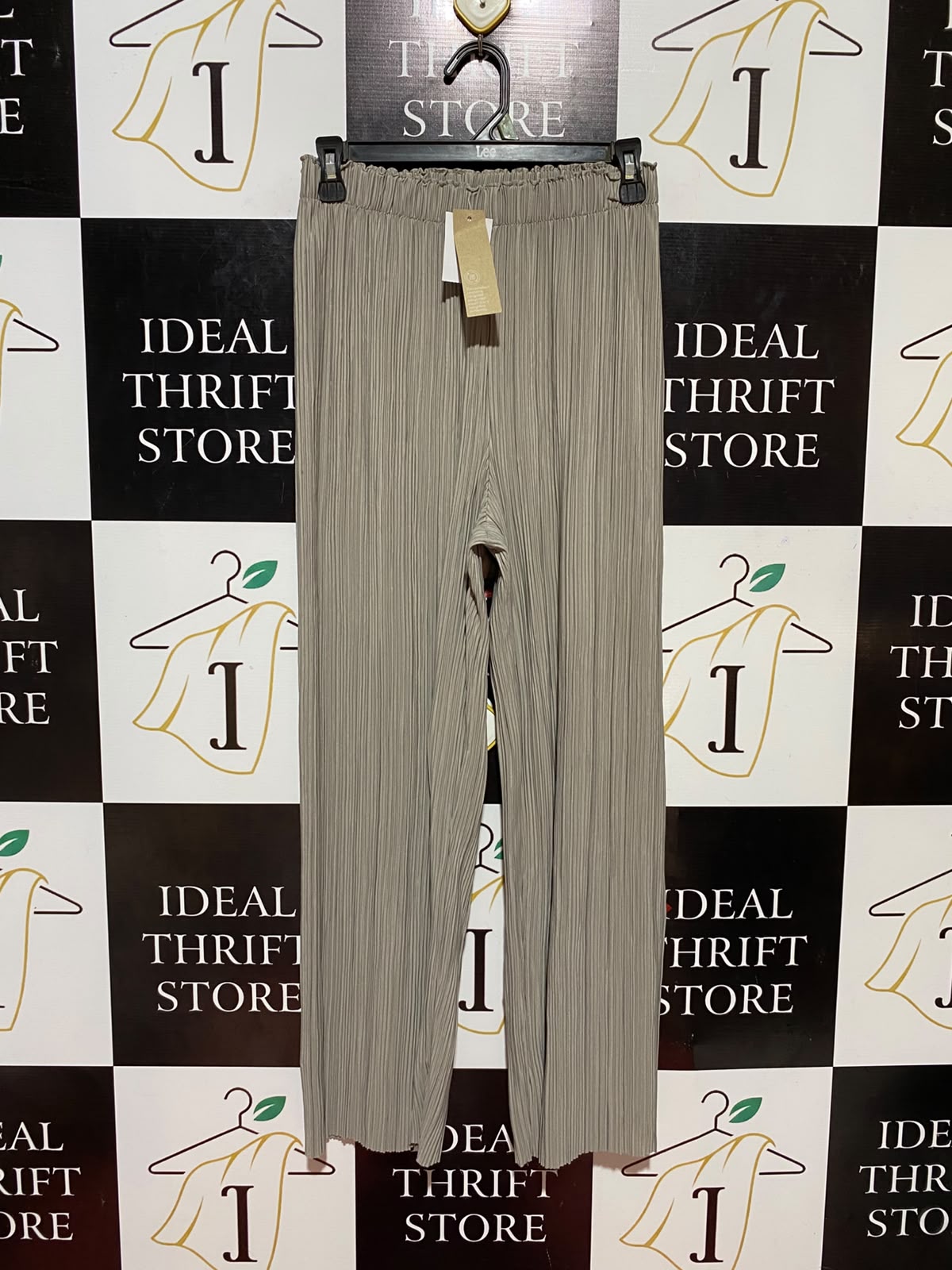 ANKO |S| WAIST 26| B34| PREMIUM HIGH-WAISTED PLISSÉ PLEATED WIDE-LEG PALAZZO PANTS IN TAUPE GREIGE