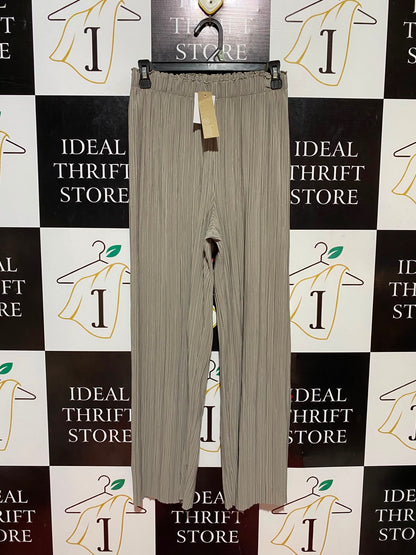 ANKO |S| WAIST 26| B34| PREMIUM HIGH-WAISTED PLISSÉ PLEATED WIDE-LEG PALAZZO PANTS IN TAUPE GREIGE