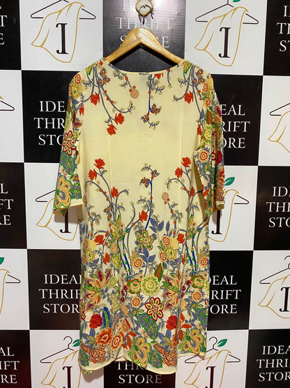 EMERY ROSE |L| BUST 20| B34| VIBRANT BOHO FLORAL PRINT MID-LENGTH CASUAL TUNIC DRESS