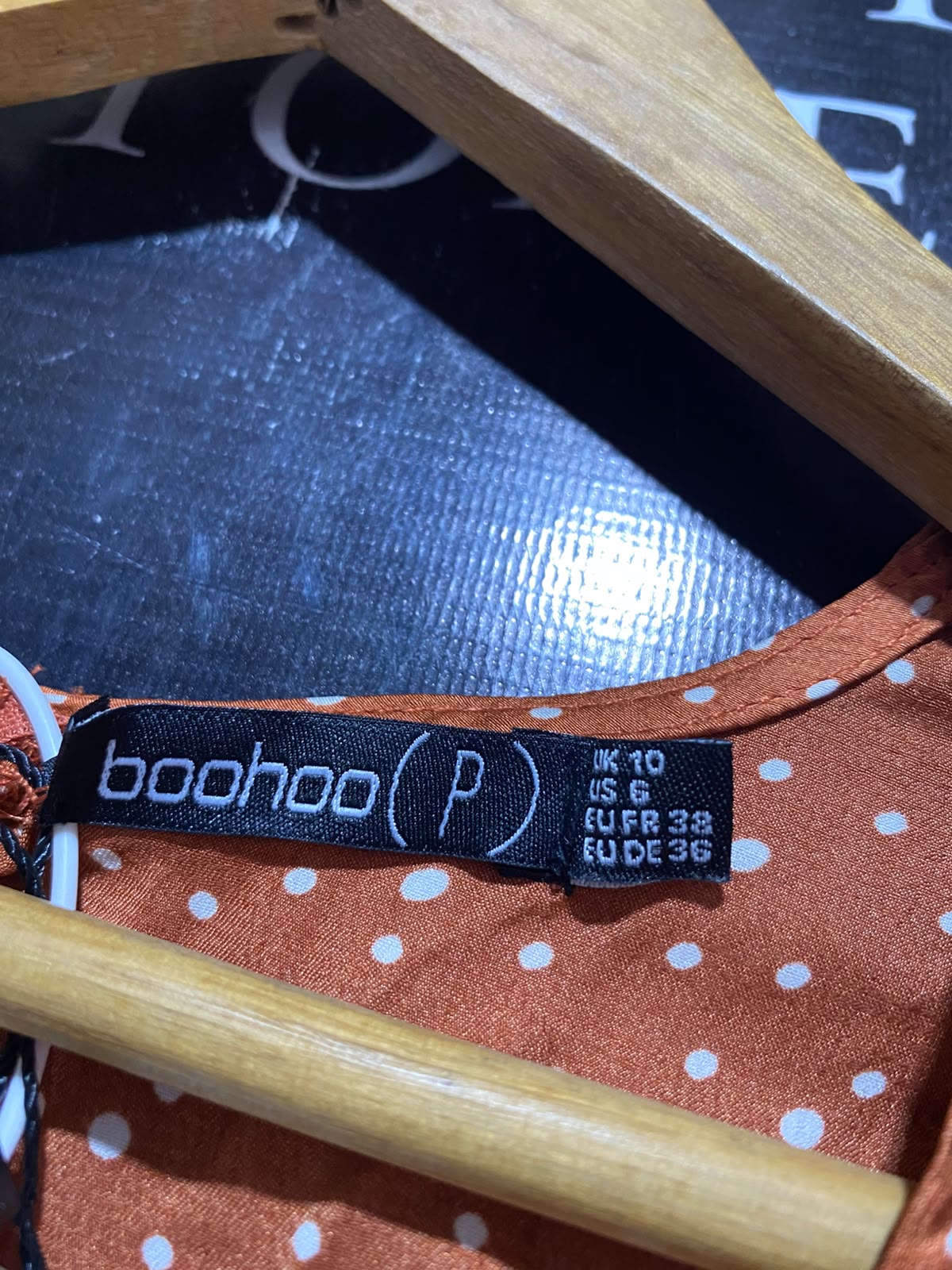 BOOHOO |M| BUST 17| B34| PREMIUM RUST ORANGE POLKA DOT LONG SLEEVE ROMPER PLAYSUIT
