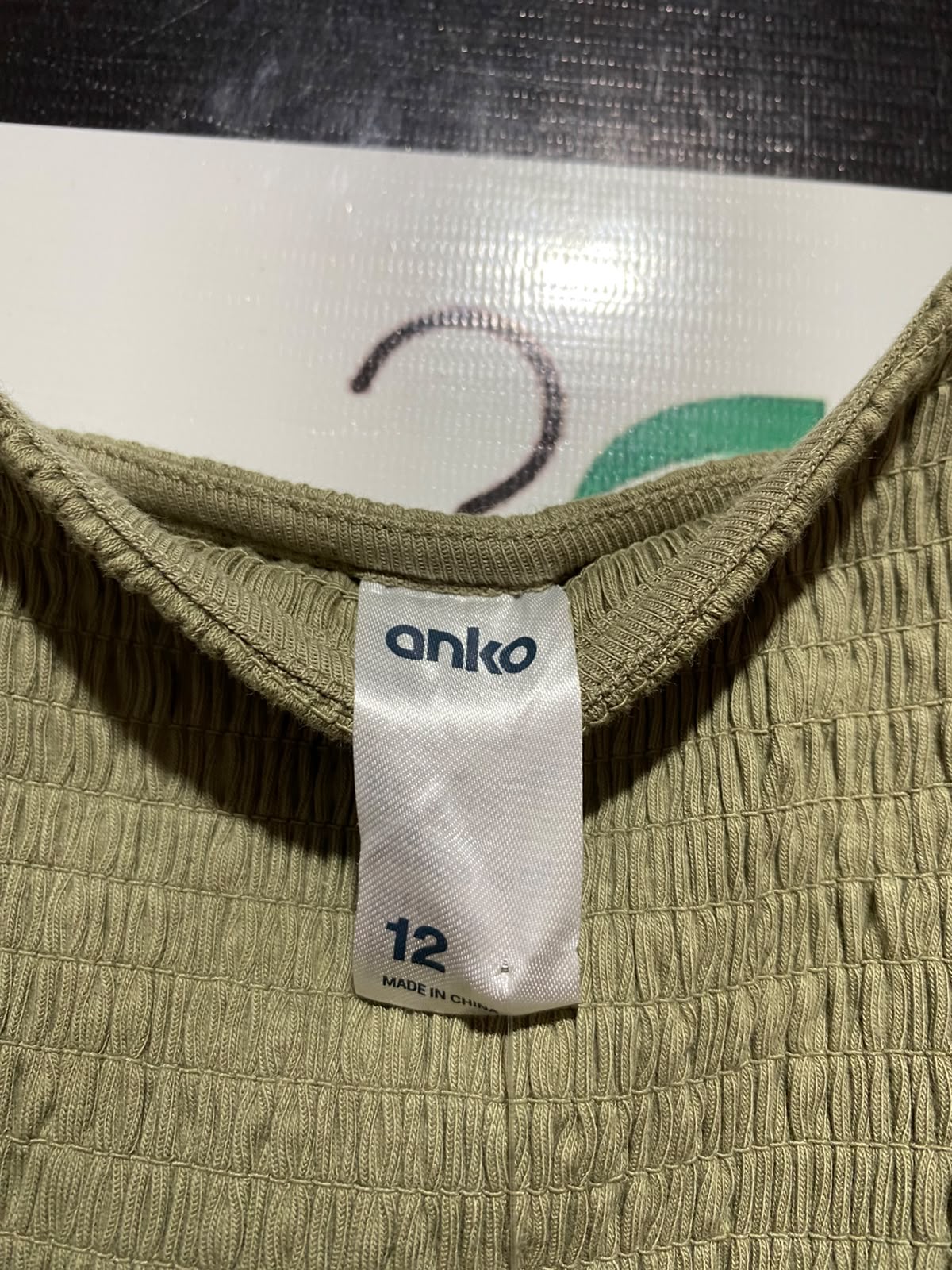 ANKO |M| BUST 14| B34| SMOCKED BODICE SQUARE NECK MIDI DRESS - OLIVE GREEN / KHAKI
