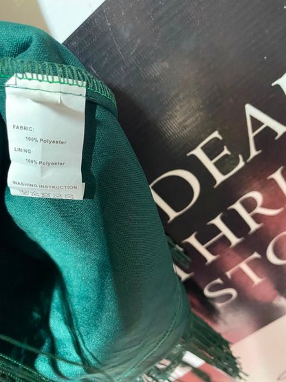 |L| WAIST 18| B34| EMERALD GREEN SEQUIN EMBELLISHED V-NECK FLAPPER DRESS WITH FRINGE DETAILS