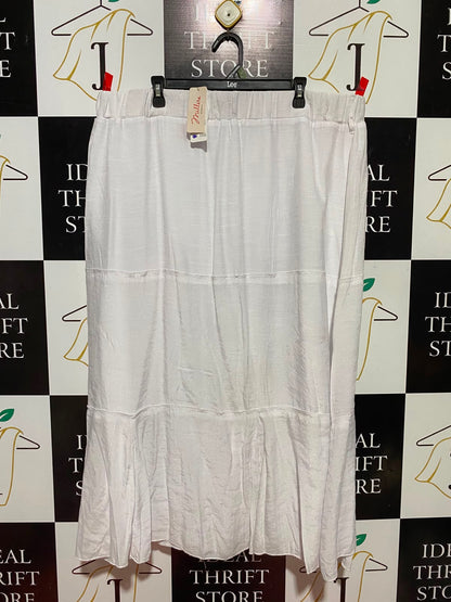 MILLERA |XXL| WAIST 42| B34| WOMAN WHITE TIERED BOHO MIDI MAXI SKIRT