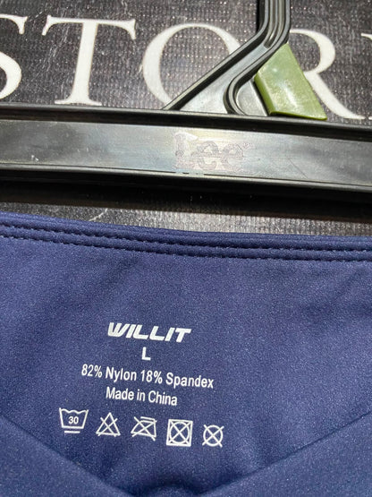 WILLIT |L| WAIST 29| B34| HIGH-WAISTED NAVY BLUE ATHLETIC LEGGINGS WITH SIDE POCKETS
