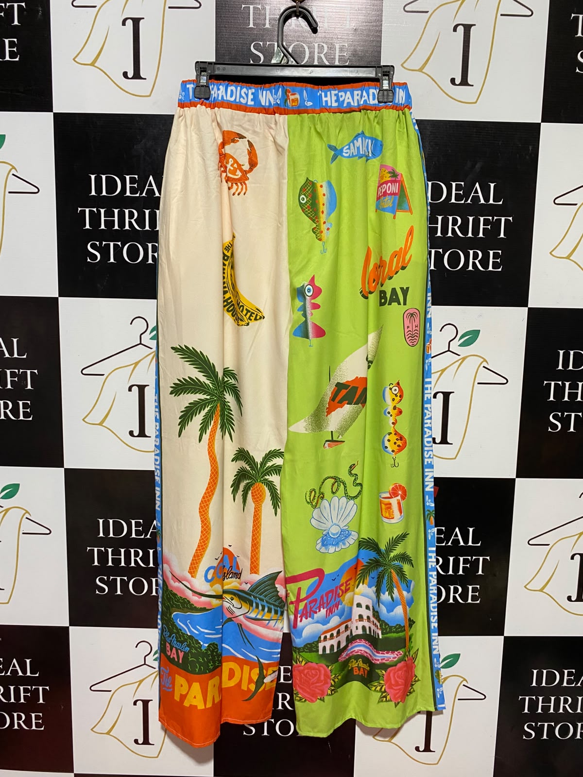THE PARADIE INN |M| WAIST 28| B34| TROPICAL SPLIT GRAPHIC WIDE LEG LOUNGE PANTS
