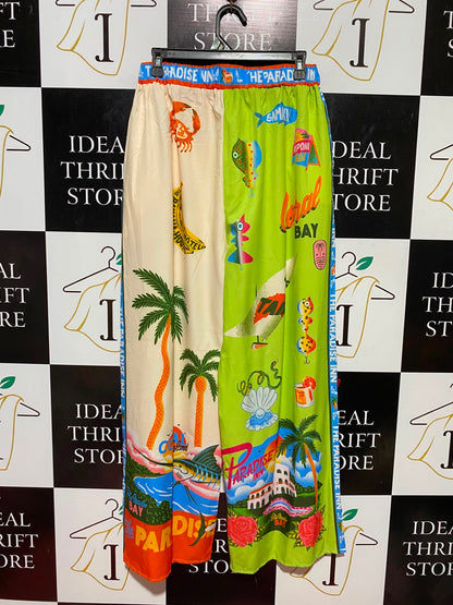 THE PARADIE INN |M| WAIST 28| B34| TROPICAL SPLIT GRAPHIC WIDE LEG LOUNGE PANTS