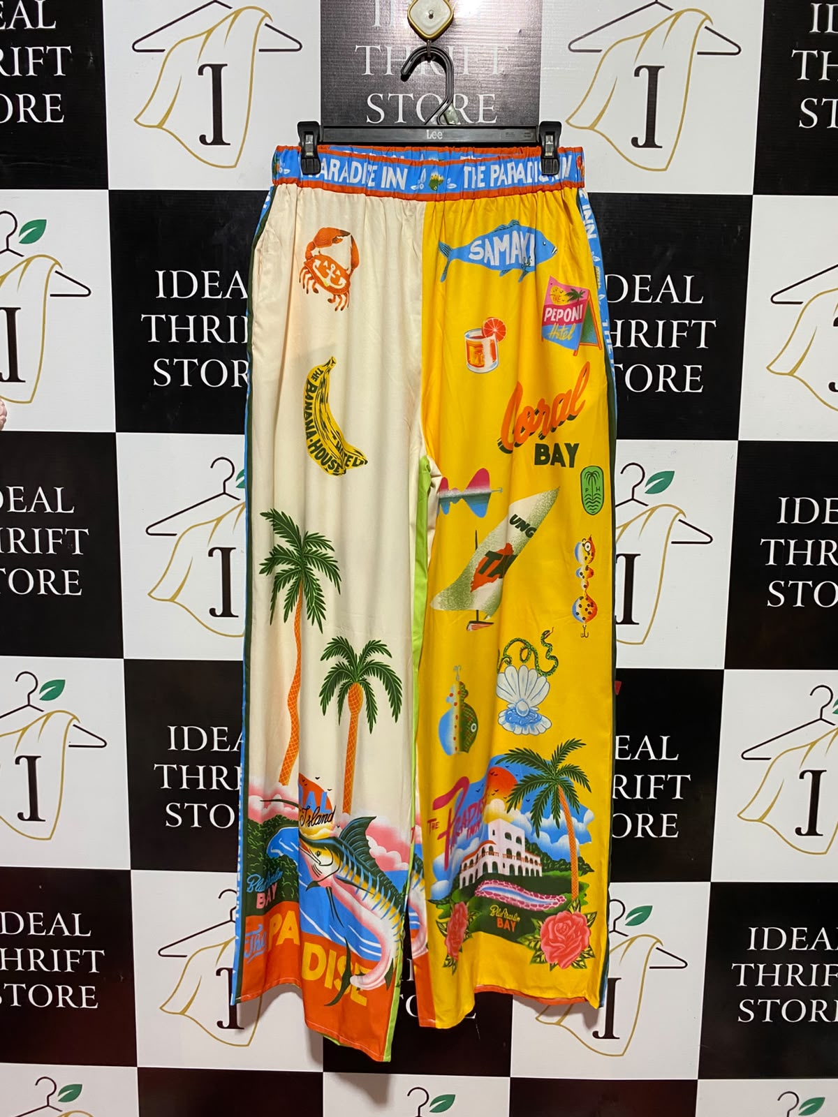 THE PARADIE INN |M| WAIST 28| B34| TROPICAL SPLIT GRAPHIC WIDE LEG LOUNGE PANTS