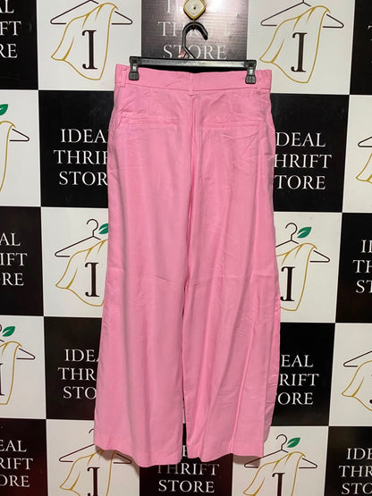 ZARA |L| WAIST 30| B34| HIGH-WAISTED PASTEL PINK WIDE LEG PLEATED TROUSERS