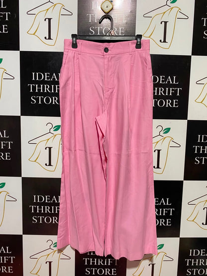 ZARA |L| WAIST 30| B34| HIGH-WAISTED PASTEL PINK WIDE LEG PLEATED TROUSERS