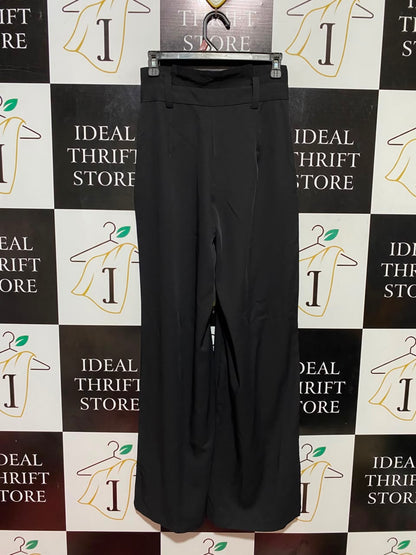 ALLY |S| WAIST 26| B34| HIGH-WAISTED BLACK WIDE LEG TAILORED TROUSERS WITH THICK BELT LOOPS