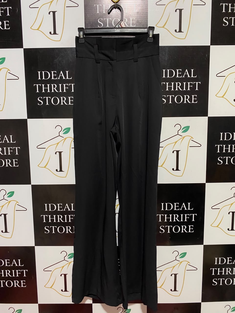 ALLY |S| WAIST 26| B34| HIGH-WAISTED BLACK WIDE LEG TAILORED TROUSERS WITH THICK BELT LOOPS