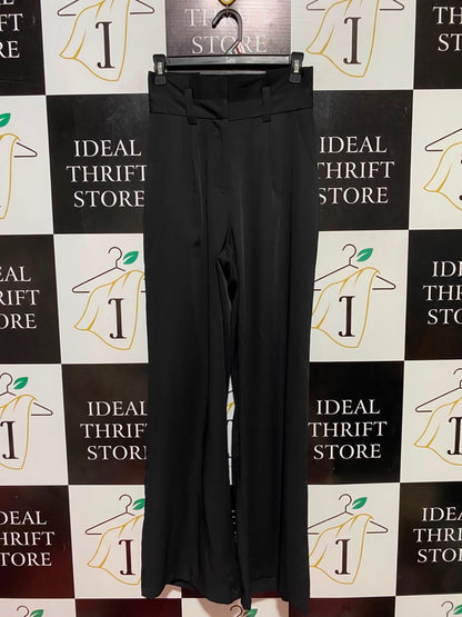 ALLY |S| WAIST 26| B34| HIGH-WAISTED BLACK WIDE LEG TAILORED TROUSERS WITH THICK BELT LOOPS