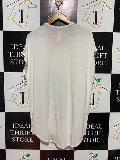 BOOHOO |XL| BUST 24| B34| WHITE SCOOP NECK OVERSIZED HIGH-LOW T-SHIRT