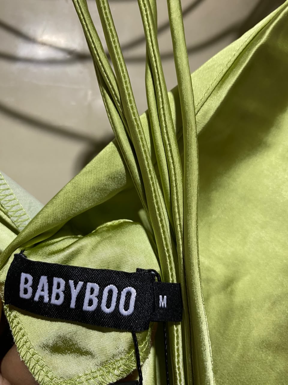 BABYBOO |M| BUST 18| B34| LIME GREEN SATIN CAMI MAXI SLIP DRESS WITH SIDE SLIT