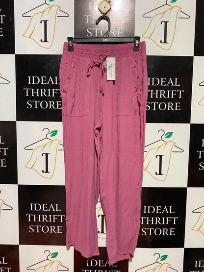 ROCKMANS |M| WAIST 27| B34| DUSTY PINK DRAWSTRING WAIST CASUAL LOUNGE PANTS WITH GOLD BUTTONS