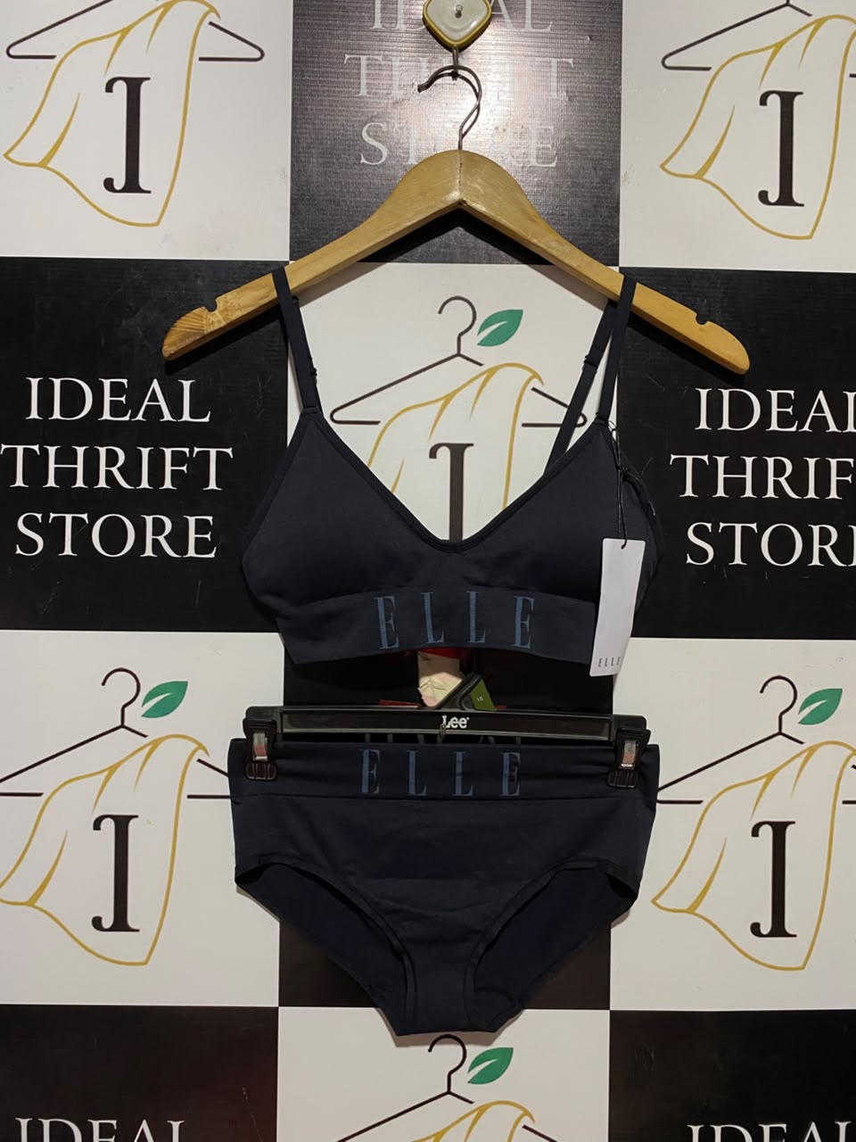 ELLE |XS| B34| CHARCOAL GREY SEAMLESS BRALETTE AND BRIEF TWO-PIECE LINGERIE SET