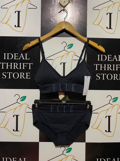 ELLE |XS| B34| CHARCOAL GREY SEAMLESS BRALETTE AND BRIEF TWO-PIECE LINGERIE SET