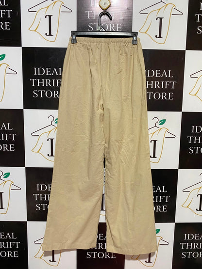 CHARCOAL |S| WAIST 25| B34| PREMIUM BEIGE LINEN WIDE-LEG TROUSERS