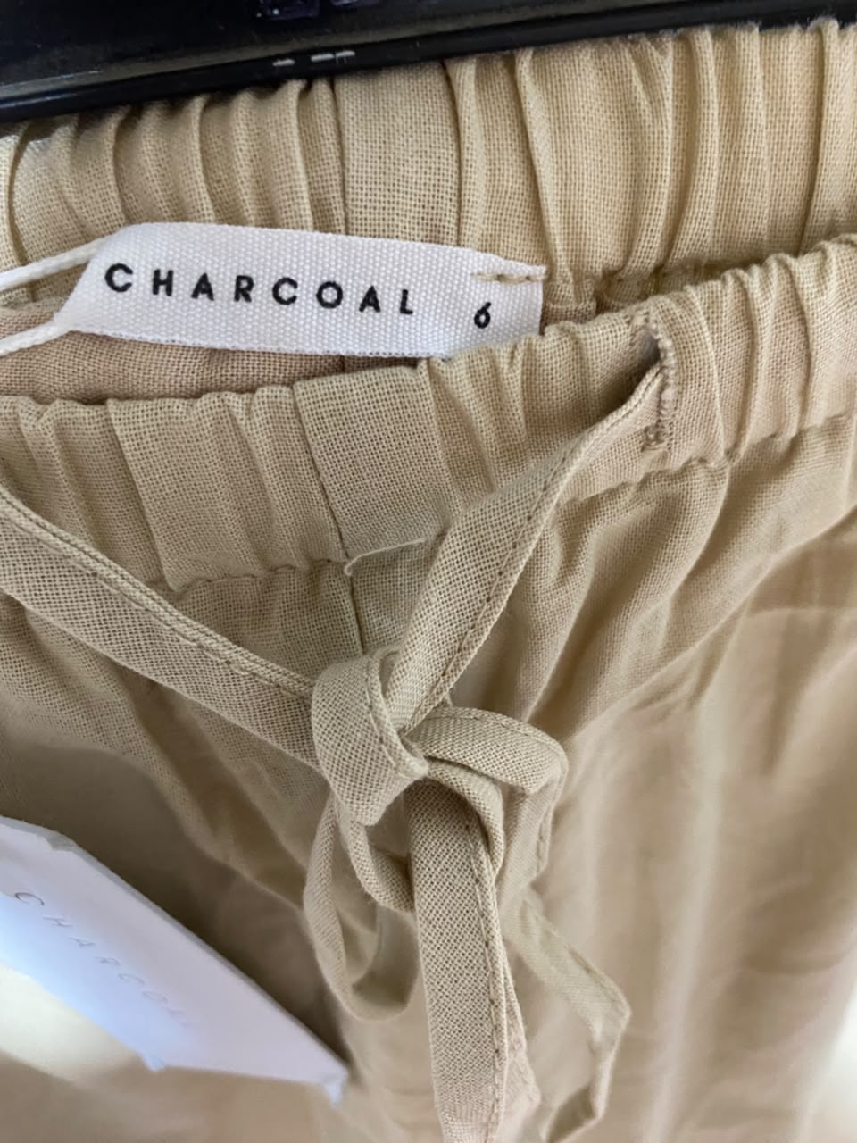 CHARCOAL |S| WAIST 25| B34| PREMIUM BEIGE LINEN WIDE-LEG TROUSERS