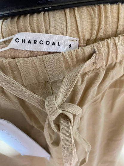 CHARCOAL |S| WAIST 25| B34| PREMIUM BEIGE LINEN WIDE-LEG TROUSERS