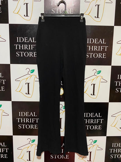 ANKO |S| WAIST 26| A10| CLASSIC BLACK HIGH-WAISTED SLIM FIT FLARED TROUSERS WITH SMOOTH ELASTIC BAND