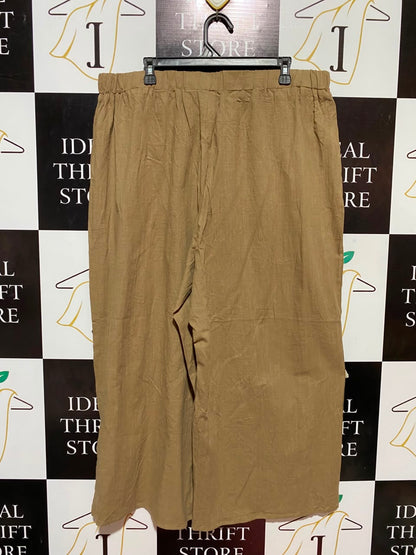 SHEIN CURVE |XXL| WAIST 38| B34| TAN BROWN LIGHTWEIGHT WIDE-LEG CASUAL TROUSERS WITH COMFY ELASTICATED WAISTBAND