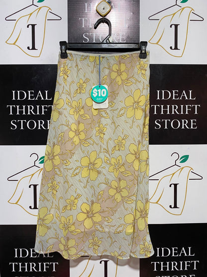GHANDA |XS| WAIST 24| B34| WOMEN'S FLORAL PRINT MIDI SKIRT