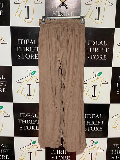 PRIMARK CARES |XS| WAIST 25| B34| WOMEN'S CASUAL WIDE-LEG CRINKLE TROUSERS WITH DRAWSTRING