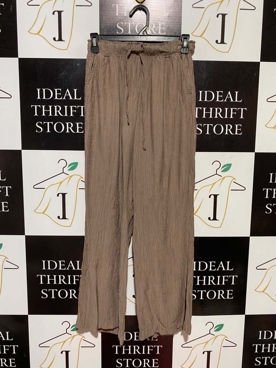 PRIMARK CARES |XS| WAIST 25| B34| WOMEN'S CASUAL WIDE-LEG CRINKLE TROUSERS WITH DRAWSTRING