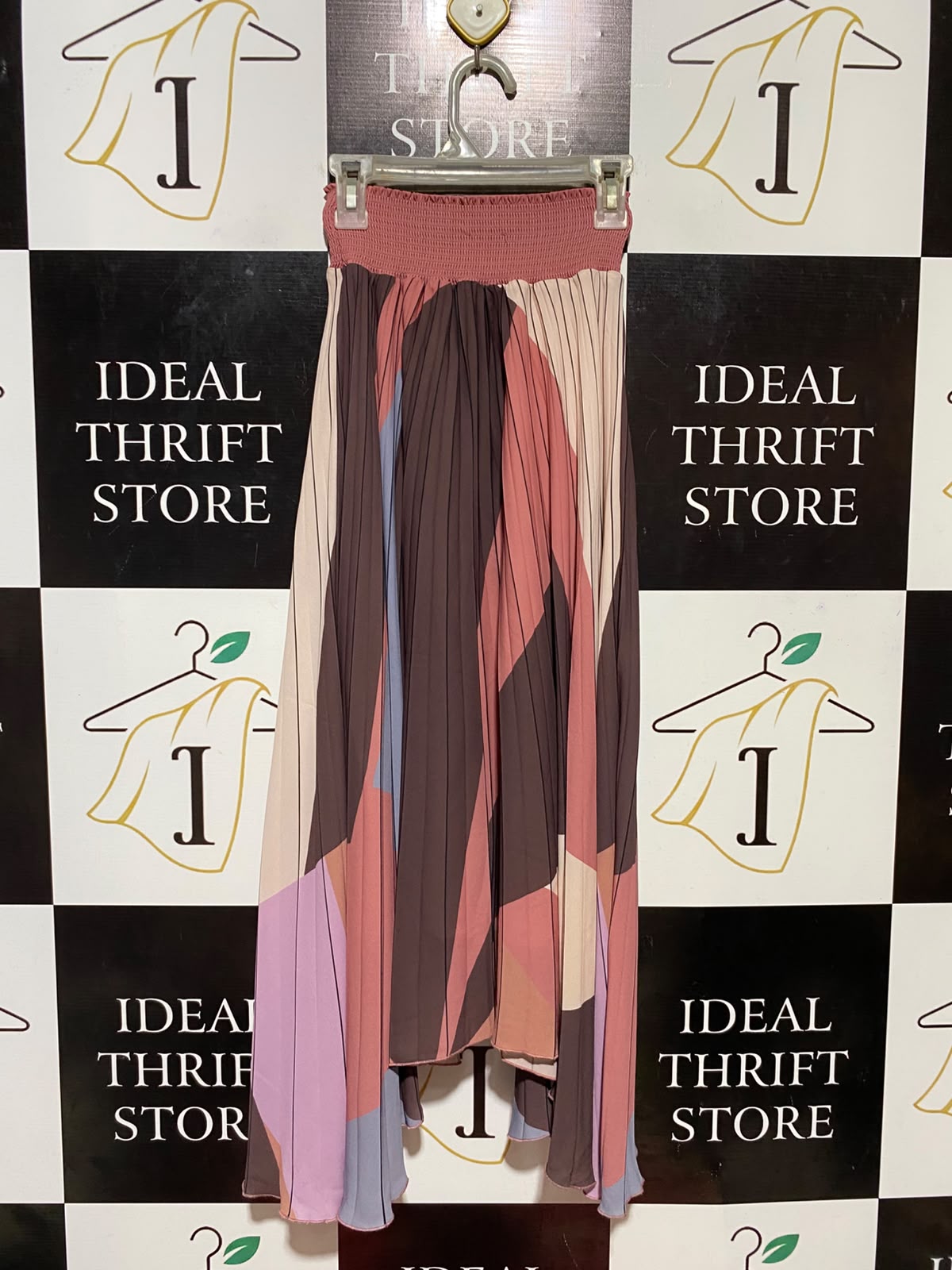 PORTMANS |XS| WAIST 19| B34| WOMEN'S GEOMETRIC COLORBLOCK PLEATED MAXI SKIRT