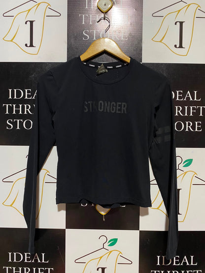 STRONGER |M| BUST 16| B34| WOMEN'S BLACK LONG SLEEVE ACTIVEWEAR CROP TOP
