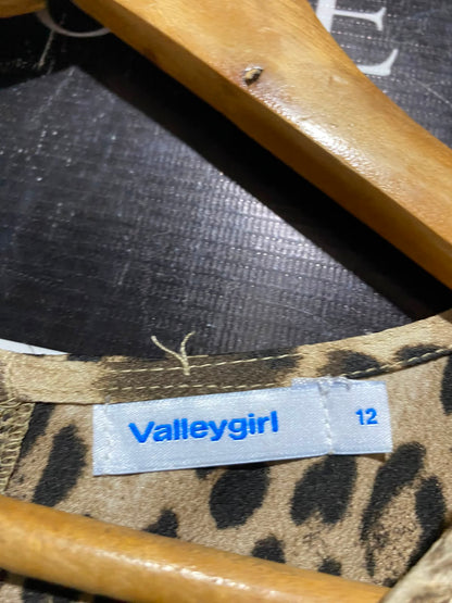VALLEY GIRL |M| WAIST 18| B34| WOMEN'S LEOPARD PRINT SATIN TIERED MIDI DRESS
