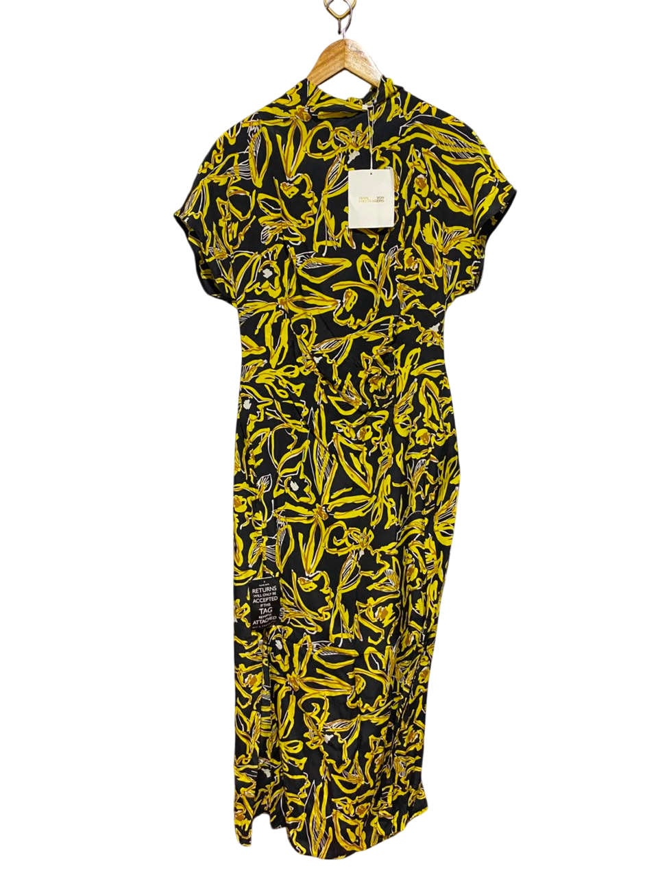 DIANE |M| BUST FREE| B35| VON FURSTENBERG WOMEN'S ABSTRACT FLORAL PRINT CAP SLEEVE MIDI DRESS