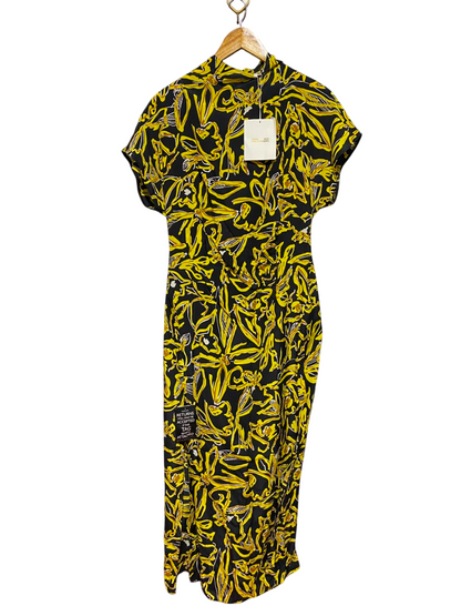 DIANE |M| BUST FREE| B35| VON FURSTENBERG WOMEN'S ABSTRACT FLORAL PRINT CAP SLEEVE MIDI DRESS