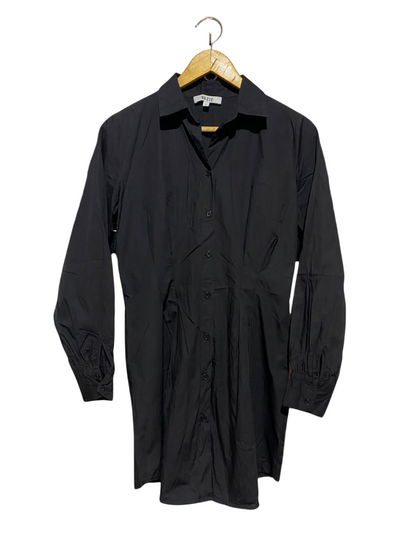 DAZIE |S| BUST 18| B35| WOMEN'S CLASSIC BLACK LONG SLEEVE BUTTON-DOWN SHIRT DRESS