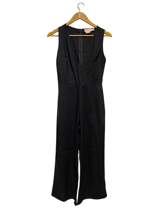 SHOWPO |S| BUST 15| B35| WOMEN'S SLEEVELESS V-NECK SLEEK BLACK WIDE-LEG JUMPSUIT