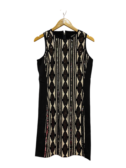 VERY VERY |M| BUST 18| B35| WOMEN'S EMBELLISHED SEQUIN GEOMETRIC PATTERN SLEEVELESS BLACK COCKTAIL DRESS