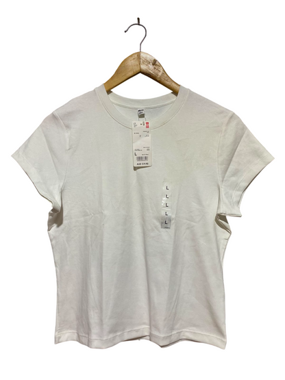 UNIQLO |L| BUST 18| B35| WOMEN'S CLASSIC CREW NECK WHITE SHORT SLEEVE T-SHIRT