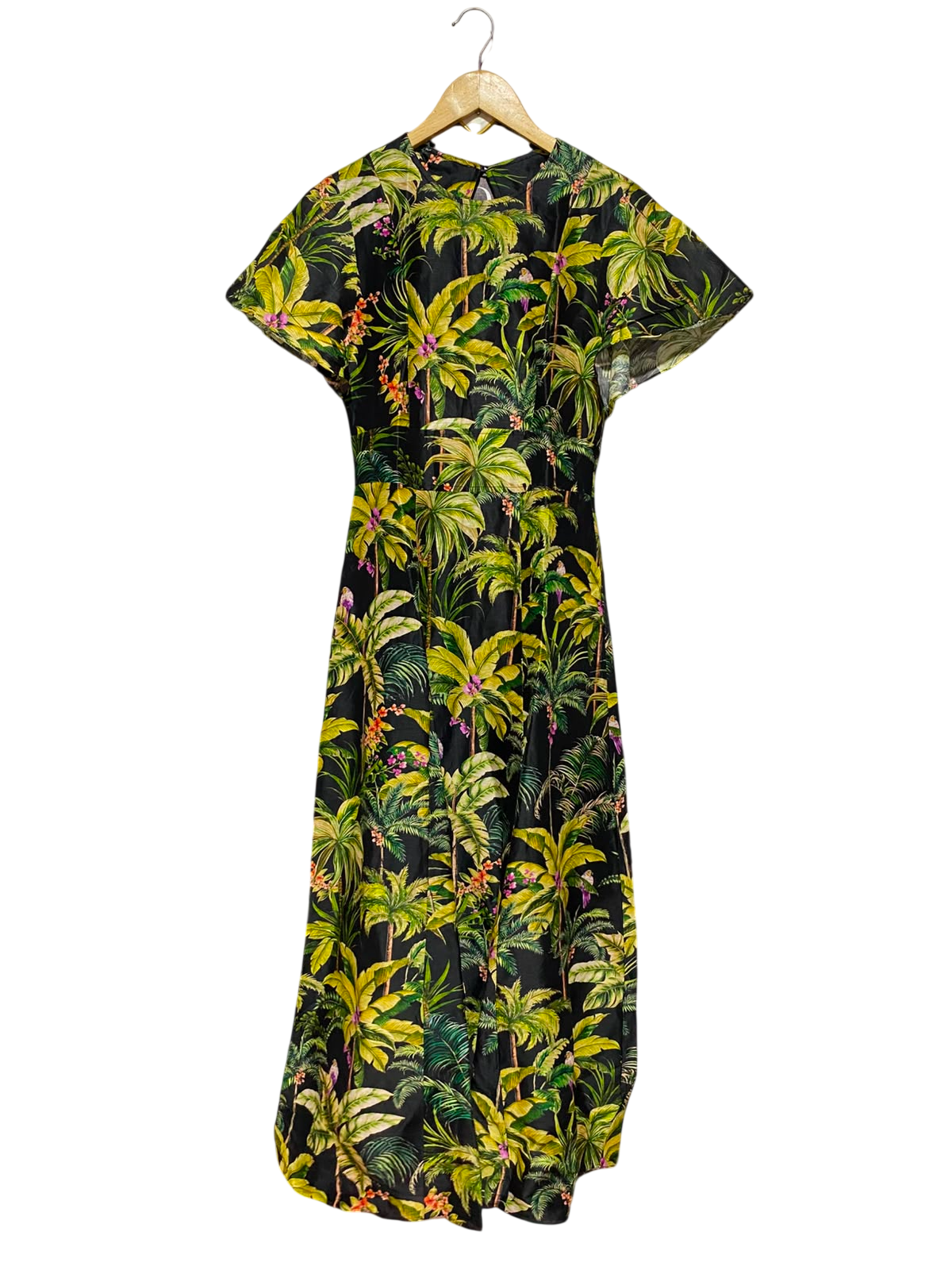 VERONIKA MAINE |S| BUST 15| B35| WOMEN'S TROPICAL PALM TREE PRINT SHORT SLEEVE MAXI DRESS