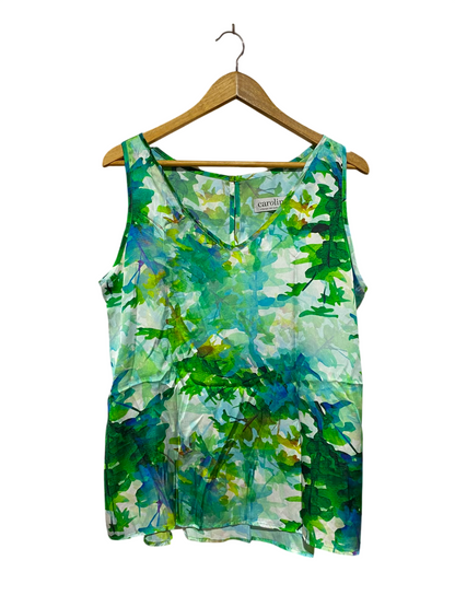 CAROLINE |M| BUST 21| B35| LUSH ABSTRACT WATERCOLOUR FLORAL SLEEVELESS BLOUSE