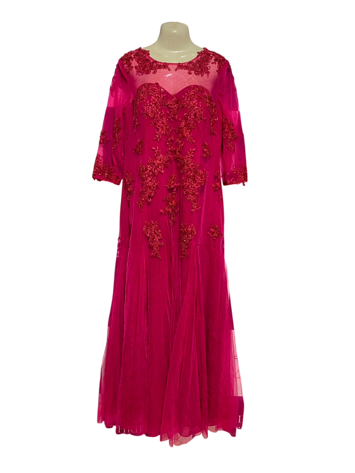 JJS HOUSE |M| BUST 17| B35| LUXURIOUS EMBELLISHED FLORAL LACE NET MAXI GOWN DRESS