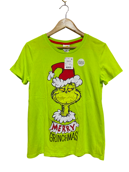 THE GRINCH |S| BUST 18| B35| "MERRY GRINCHMAS" NEON GREEN CHRISTMAS T-SHIRT