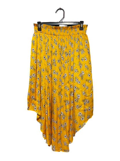 COUNTRY ROAD |M| WAIST 28| B35| BOHEMIAN MUSTARD YELLOW FLORAL MIDI SKIRT