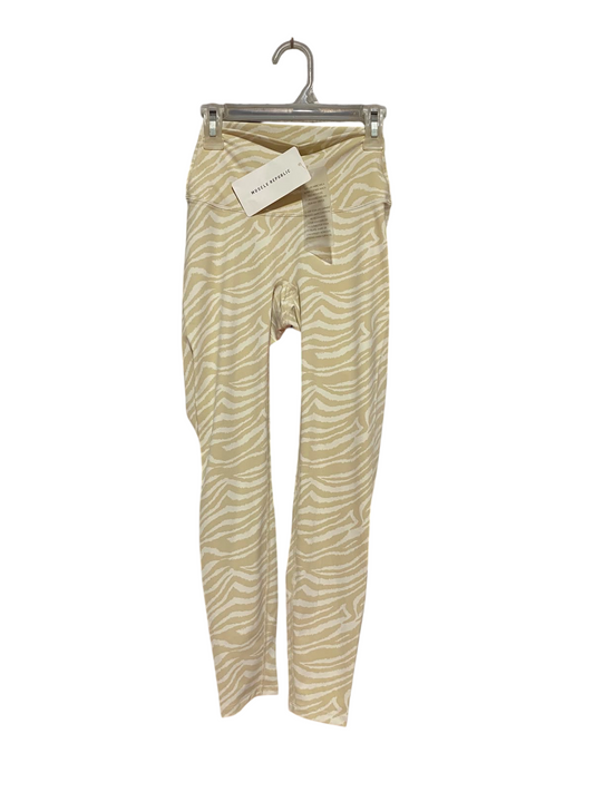 MUSCLE REPUBLIC |XS| WAIST 19| B35| LUXE CROSSOVER WAISTBAND LEGGINGS / HIGH-STRETCH ANIMAL ZEBRA PRINT ACTIVE PANTS