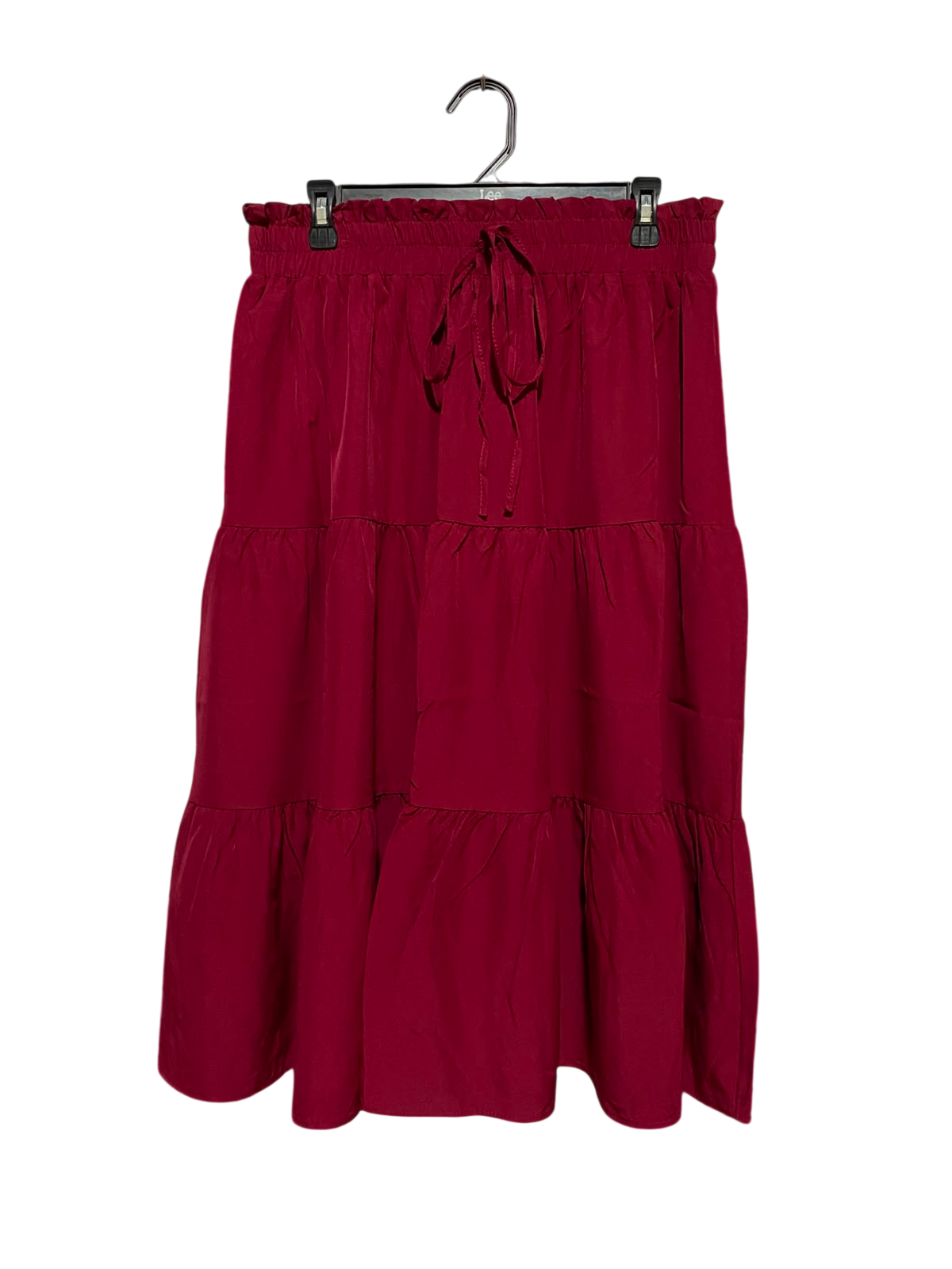 |XL| WAIST 32| B35| CHIC BERRY RED TIERED MAXI SKIRT / CASUAL BOHO HIGH-STREET MIDI SKIRT