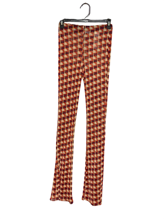 ZARA |M| WAIST 25| B35| VINTAGE RETRO GEOMETRIC PRINT LEGGINGS / HIGH-STREET FLARED MESH PANTS