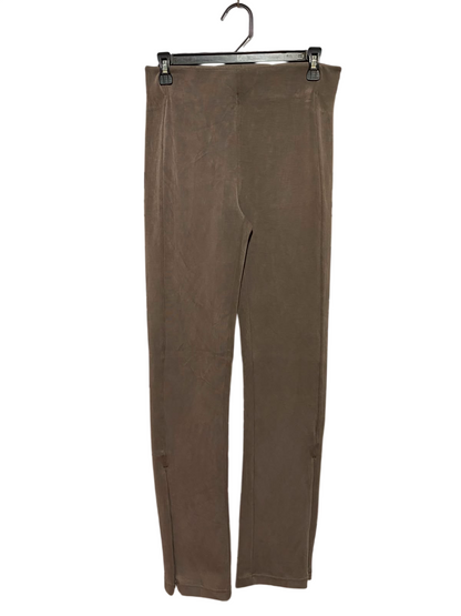 |M| WAIST 28| B35| PREMIUM HIGH-RISE SLIT HEM LEGGINGS / SLIM FIT STRETCH PANTS IN EARTHY BROWN