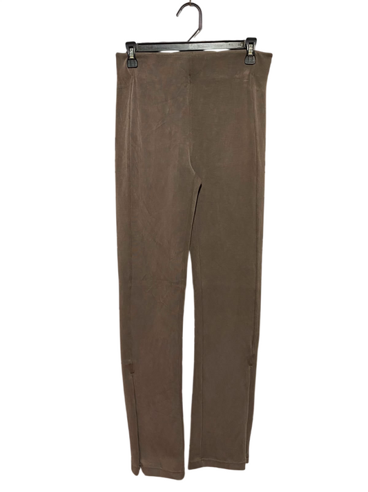 |M| WAIST 28| B35| PREMIUM HIGH-RISE SLIT HEM LEGGINGS / SLIM FIT STRETCH PANTS IN EARTHY BROWN