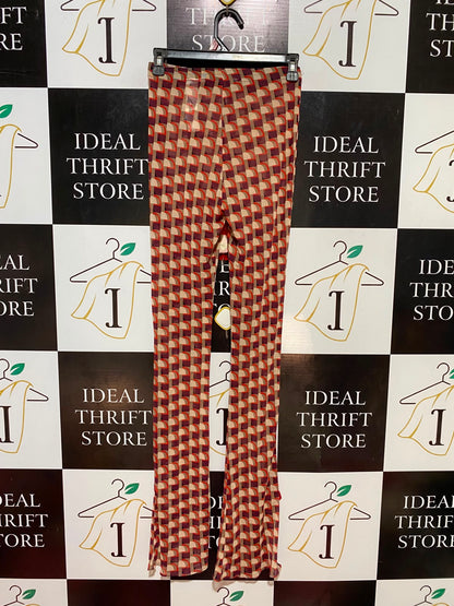 ZARA |M| WAIST 25| B35| VINTAGE RETRO GEOMETRIC PRINT LEGGINGS / HIGH-STREET FLARED MESH PANTS