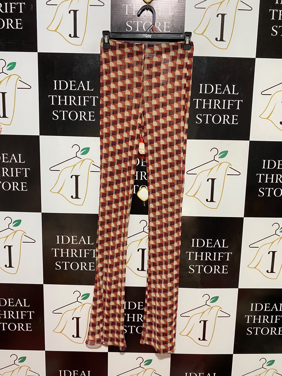 ZARA |M| WAIST 25| B35| VINTAGE RETRO GEOMETRIC PRINT LEGGINGS / HIGH-STREET FLARED MESH PANTS